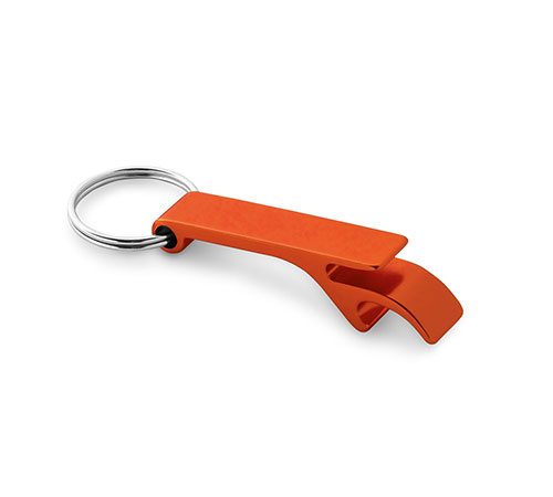 Porte-clés en aluminium orange décapsuleur à personnaliser