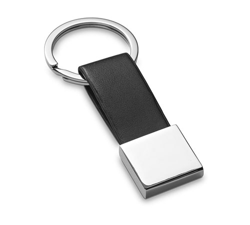 Porte-clés voiture en métal + cuir tressé noir