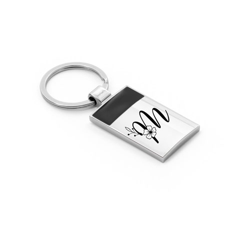 Porte-clés en métal avec une gravure laser d'une initiale