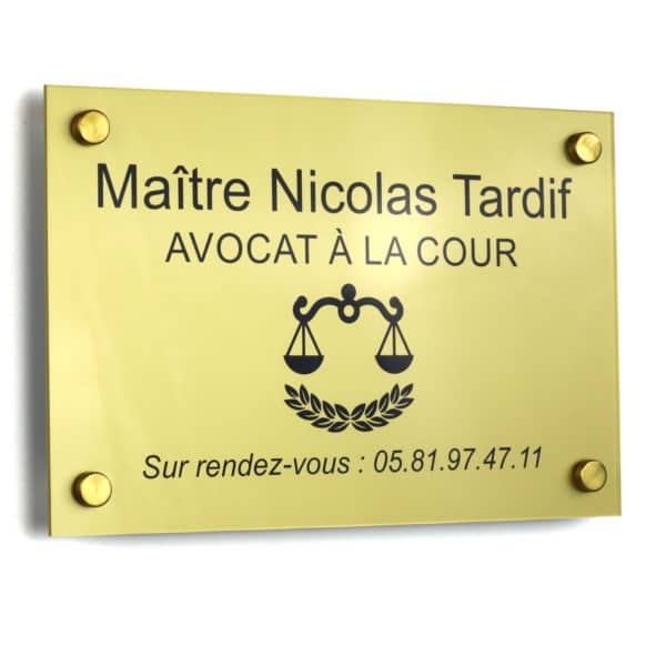 Plaque Professionnelle Plexiglass Or