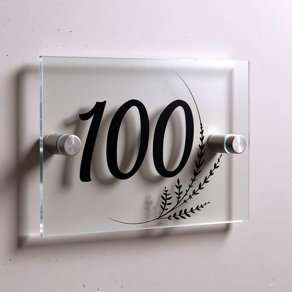 Plaque-Numéro-Maison-Plexiglas-avec-motifs-sur-Mur